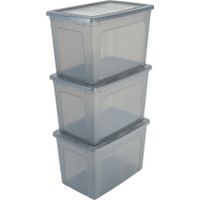 IRIS Modular Clearbox Opbergbox - 70L - Kunststof - Grijs - Set van 3