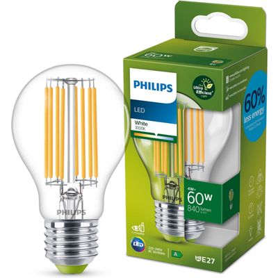 Afbeelding van Philips LED lamp Transparant - 60 W - E27 - warmwit licht
