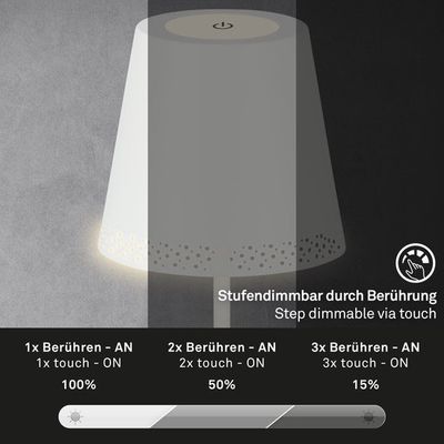 Afbeelding van BRILONER - KIKI - LED accu vloerlamp, in hoogte verstelbaar, dimbaar, USB-C, metaal wit, 3000 Kelvin