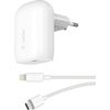 Afbeelding van Belkin Boost Charge adapter met kabel - USB-C naar Lightning - 1m - 20W - Wit
