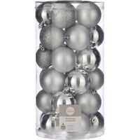 House of Seasons Plastic Kerstballen Set - 30 Stuks - Ø6 cm - Zilver