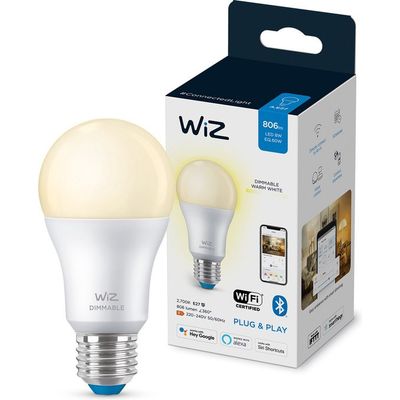 Afbeelding van WiZ Slimme LED-Verlichting E27 Lichtbron - Warmwit Licht - 60W - Mat - Wi-Fi