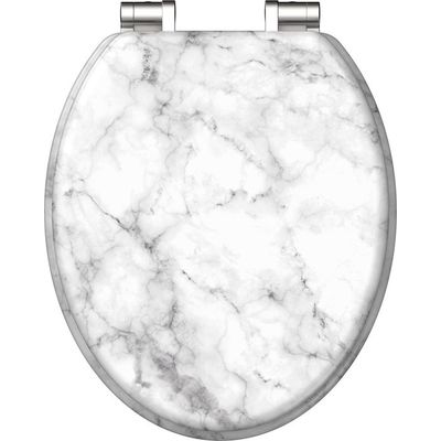 Afbeelding van SCHÜTTE WC-Bril 80194 MARMOR STONE - MDF-Hout - Soft Close - Verchroomde Scharnieren - Decor - 3-zi