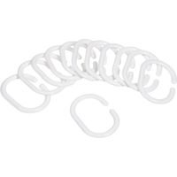 Differnz Douchegordijnringen - Wit - Kunststof - 6 x 4 cm - 12 stuks