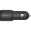Afbeelding van Belkin autolader met 2 poorten - 2.4A - 24W - Zwart