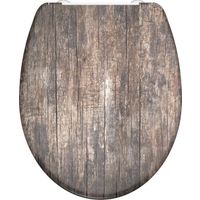 SCHÜTTE WC-Bril 82368 OLD WOOD - Duroplast - Soft Close - Afklikbaar - RVS-Scharnieren - Decor - 3-z