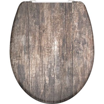 Foto van SCHÜTTE WC-Bril 82368 OLD WOOD - Duroplast - Soft Close - Afklikbaar - RVS-Scharnieren - Decor - 3-z
