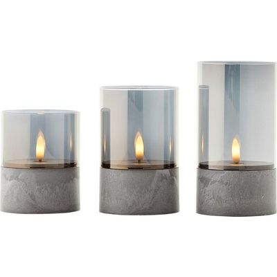 Brilliant Bougie Batterij - Tafellamp - LED - Flickering Candle Light Set - Grijs/Smoke - IP44 Foto van Brilliant Bougie Batterij - Tafellamp - LED - Flickering Candle Light Set - Grijs/Smoke - IP44