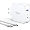 Afbeelding van UGREEN 140W GaN Snellader - Nexode USB-A+2*USB-C - Fast Charger met USB-C Cable wit - MacBook Pro/A