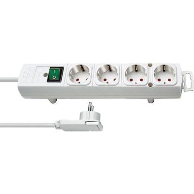 Afbeelding van Brennenstuhl Comfort-Line Plus Stekkerdoos 4-Voudig (Met Platte Stekker, Schakelaar, 2 m Kabel, En 