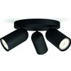 Afbeelding van Philips Pongee opbouwspot - 3-lichts - zwart