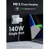 Afbeelding van UGREEN 140W GaN Snellader - Nexode USB-A+2*USB-C - Fast Charger met USB-C Cable wit - MacBook Pro/A