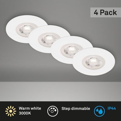 Afbeelding van BRILONER - KULANA - LED inbouwlampen Badkamerlampen dimbaar Set van 4 4,9W IP44 Ø9cm wit