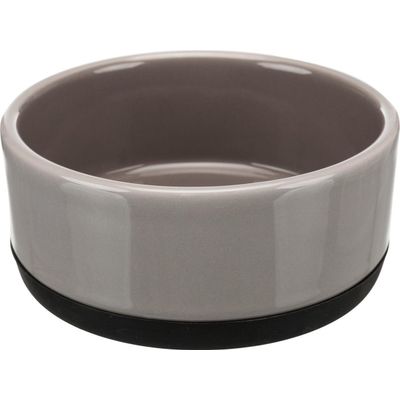 Afbeelding van Trixie voerbak keramiek / rubberrand grijs 12x12 cm 400 ml