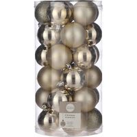 House of Seasons Plastic Kerstballen Set - 30 Stuks - Ø6 cm - Champagne