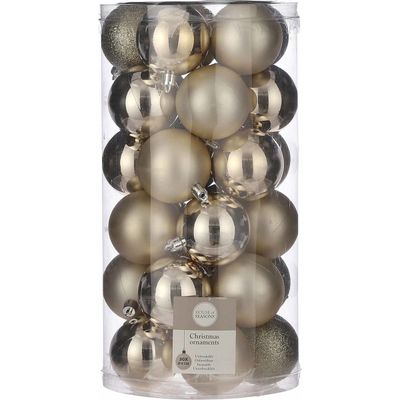 Afbeelding van House of Seasons Plastic Kerstballen Set - 30 Stuks - Ø6 cm - Champagne