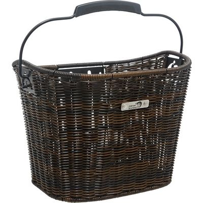 Afbeelding van New Looxs Lombok Rotan Look Afneembare Fietsmand Stuur - 19 liter - Donker Bruin