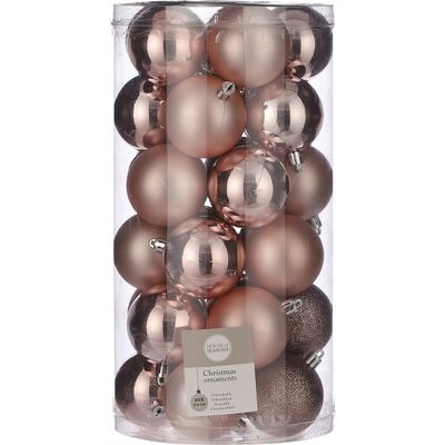 Afbeelding van House of Seasons Plastic Kerstballen Set - 30 Stuks - Ø6 cm - Lichtroze