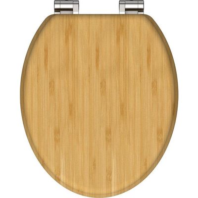Afbeelding van SCHÜTTE WC-Bril 81101 NATURAL BAMBOO - Massief Bamboe - Soft Close - Verchroomde Scharnieren