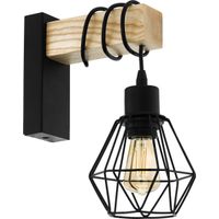 EGLO Townshend 5 Wandlamp - E27 - 27,5 cm - Zwart/Bruin - Hout