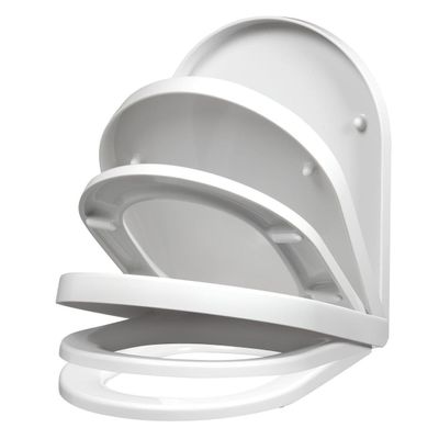 Foto van Allibert wc-bril RAINBOW - D-vorm - thermodure - soft close - inox scharnieren - afklikbaar - wit