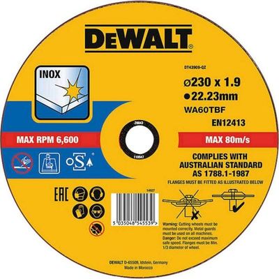 Afbeelding van DeWALT DT43909 Doorslijpschijf RVS 230mm
