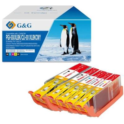 Afbeelding van G&G Canon PGI-550 / CLI-551 XL - Huismerk Inktcartridge - Zwart / Geel / Magenta / Cyaan / Pigment