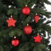 Afbeelding van House of Seasons Plastic Kerstballen Set met Piek - 40 Stuks - Ø8 cm - Rood