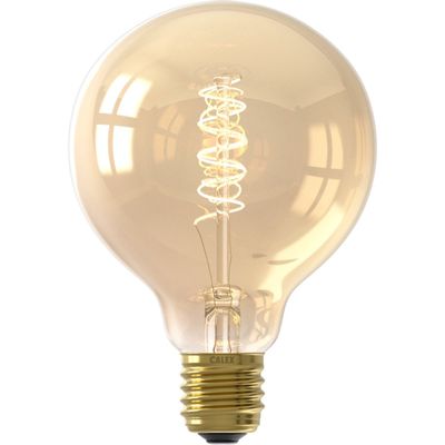 Calex Spiraal Filament LED Lamp - G95 Vintage Lichtbron - E27 - Goud - Warm Wit Licht - Dimbaar Foto van Calex Spiraal Filament LED Lamp - G95 Vintage Lichtbron - E27 - Goud - Warm Wit Licht - Dimbaar
