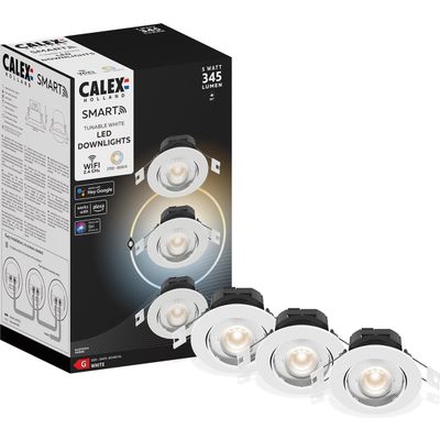 Calex Slimme Inbouwspots - Set van 3 stuks - Smart LED Downlight Dimbaar - Kantelbaar - Warm Wit Li Foto van Calex Slimme Inbouwspots - Set van 3 stuks - Smart LED Downlight Dimbaar - Kantelbaar - Warm Wit Li