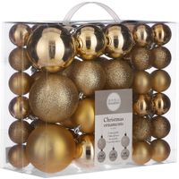 House of Seasons Plastic Kerstballen Set - 46 Stuks - Ø4/6/8 cm - Lichtbruin