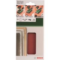 Bosch 10-delige schuurbladset voor vlakschuurmachines 93 x 185 mm - korrel 180