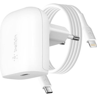 Afbeelding van Belkin Boost Charge adapter met kabel - USB-C naar Lightning - 1m - 20W - Wit