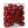 Afbeelding van House of Seasons Plastic Kerstballen Set met Piek - 40 Stuks - Ø8 cm - Rood