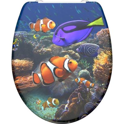 Foto van SCHÜTTE WC-Bril 82372 SEA LIFE - Duroplast - Soft Close - Afklikbaar - RVS-Scharnieren - Decor - 3-z