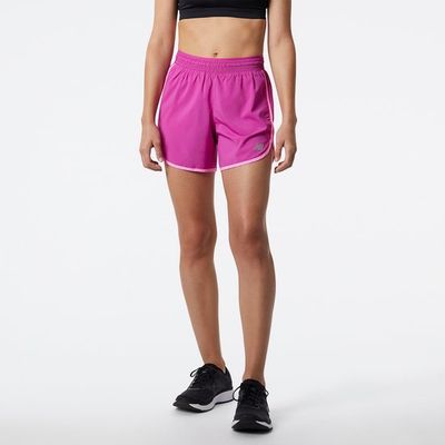 Afbeelding van New Balance Accelerate Short 5 In MPO Dames Sportbroek - Pink - Maat XL
