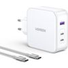Afbeelding van UGREEN 140W GaN Snellader - Nexode USB-A+2*USB-C - Fast Charger met USB-C Cable wit - MacBook Pro/A