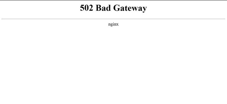502 bad gateway melding