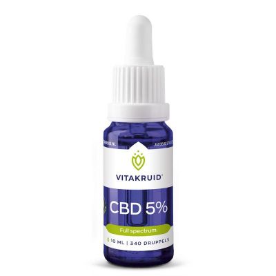 Vitakruid CBD Olie 5% full spectrum met MCT als drager Vitakruid CBD Olie 5% full spectrum met MCT als drager 10 Milliliter - Kruiden en Fytotherapie