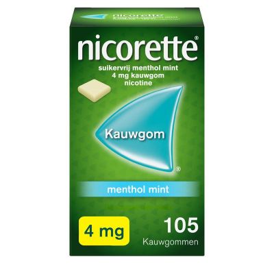 Nicorette Kauwgom 4 mg menthol mint Nicorette Kauwgom 4 mg menthol mint 105 stuks - Stoppen met roken