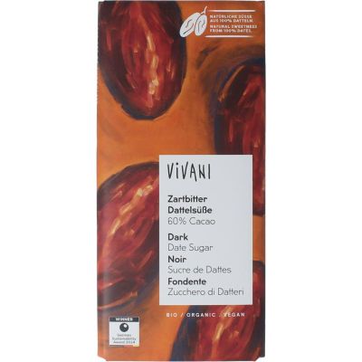 Foto van Vivani Chocolade puur 60% dadel gezoet bio