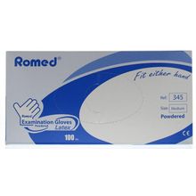 Foto van Romed Latex handschoen niet steriel gepoederd M
