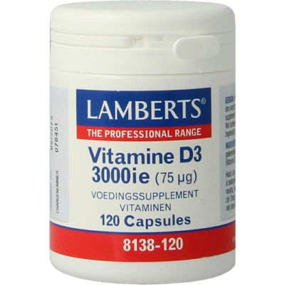 Lamberts Vitamine D3 3000IE 75 mcg Lamberts Vitamine D3 3000IE 75 mcg 120 capsules - Vitamine enkel