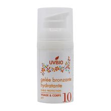 Foto van Uvbio Moisturizing tanning gel (body/face) SPF 10 Bio