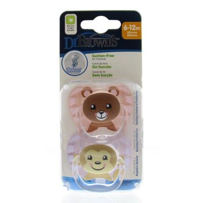 Dr Brown's Fopspeen prevent animal faces F2 roze