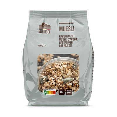 Nutribel Havermuesli glutenvrij bio Nutribel Havermuesli glutenvrij bio 400 gram - Voeding