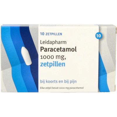 Leidapharm Paracetamol 1000mg zetpil Leidapharm Paracetamol 1000mg zetpil 10 zetpillen - Pijnstillers