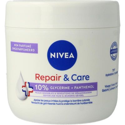Nivea Repair & care bodycreme fragrance free sensitive Nivea Repair & care bodycreme fragrance free sensitive 400 Milliliter - Dagcreme
