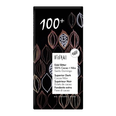 Vivani Chocolade puur superieur 100% + cacao nibs