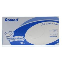 Foto van Romed Latex handschoen niet steriel gepoederd L